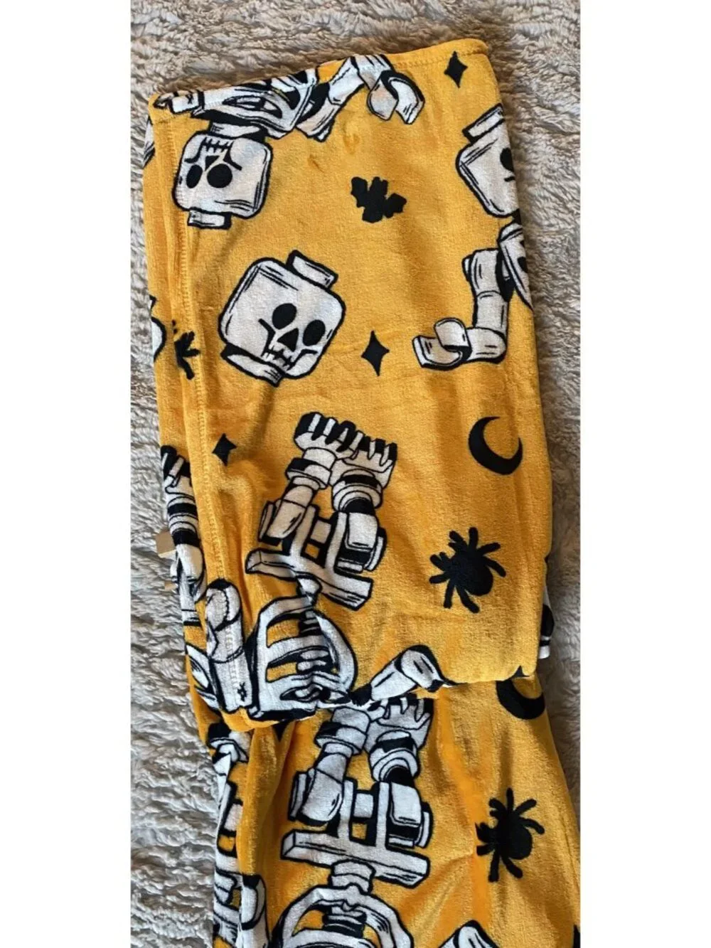 LEGO Skeleton Halloween Plush Throw Blanket 50” X 70” Orange All-Over Print NEW